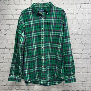 Ralph Lauren Green Plaid Men's Shirt classic fit performance flannel sz XL